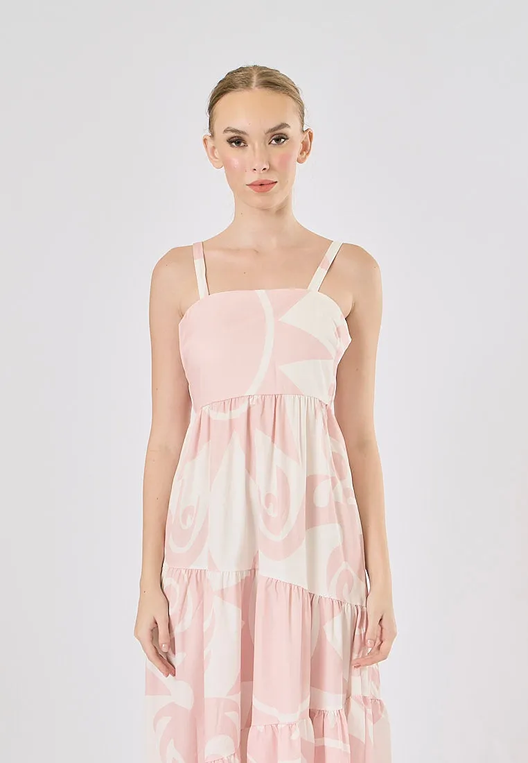 Hanse Pastel Pink Bohemian Floral Print Maxi Dress