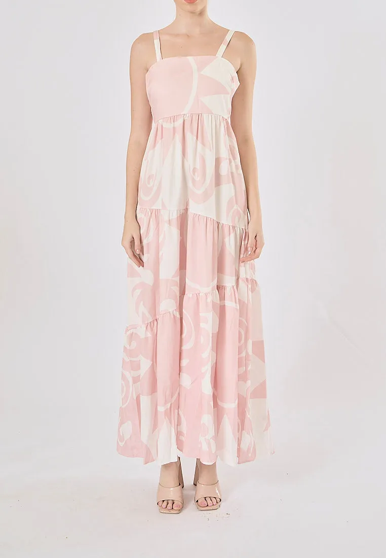 Hanse Pastel Pink Bohemian Floral Print Maxi Dress