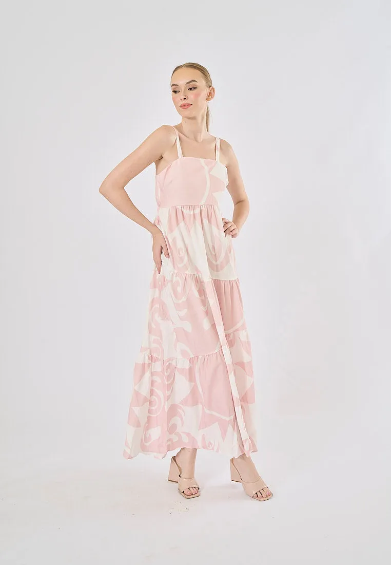 Hanse Pastel Pink Bohemian Floral Print Maxi Dress