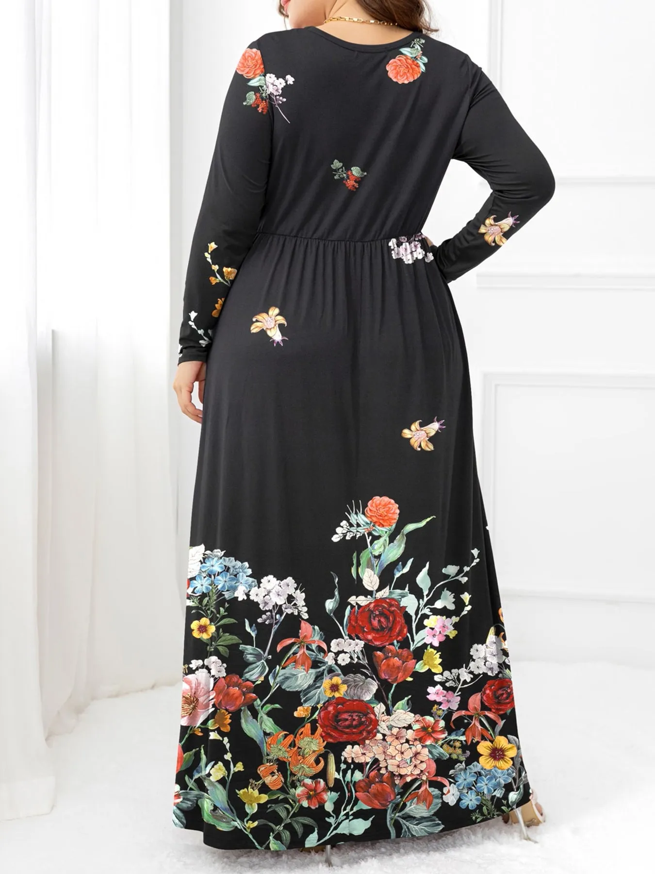 Hazel Blues® | Round Neck Maxi Dress with Pockets