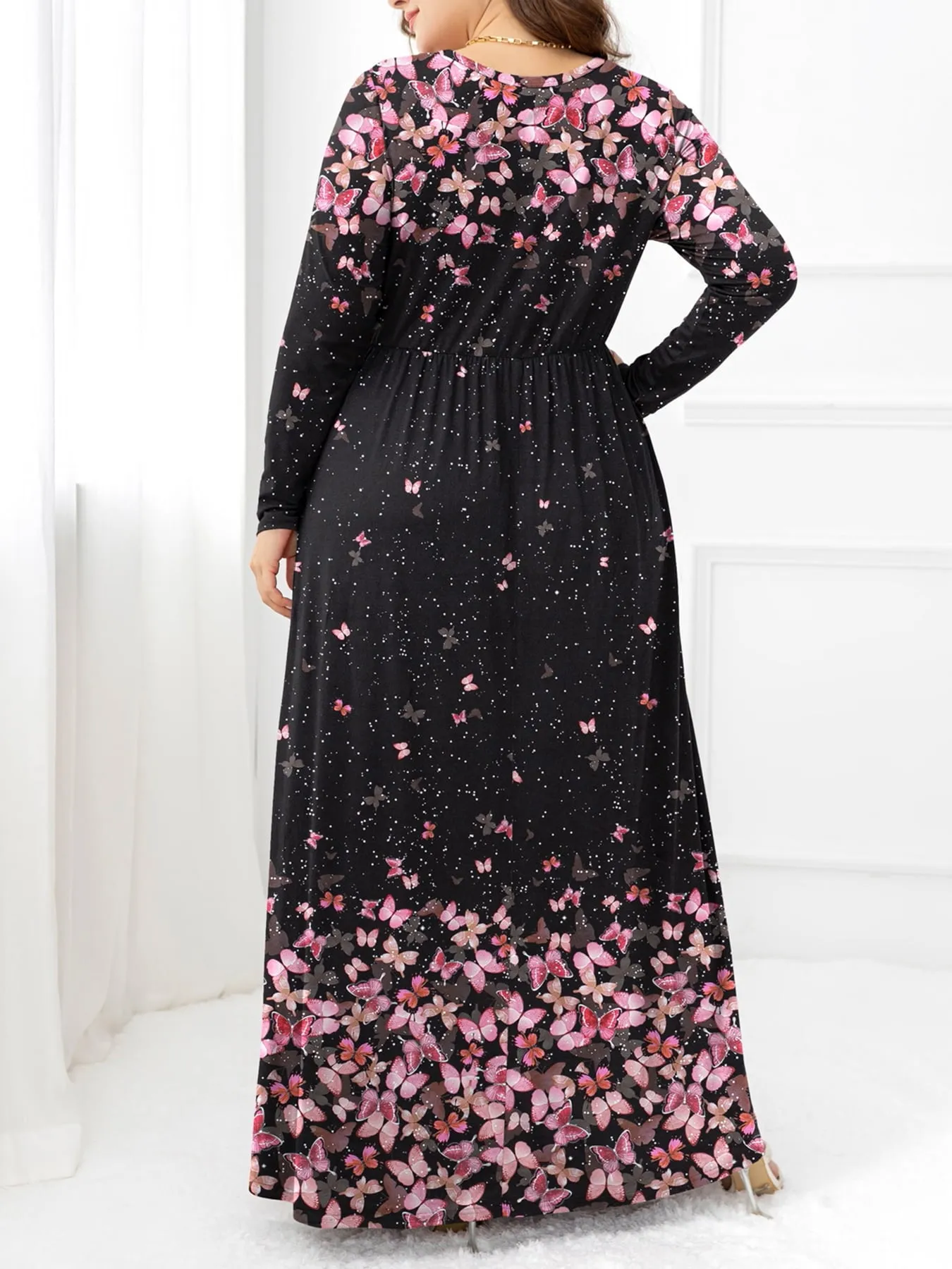 Hazel Blues® | Round Neck Maxi Dress with Pockets