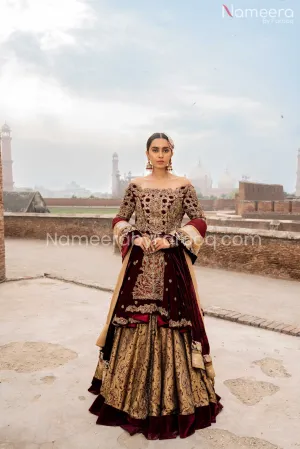 Heavily Embroidered Pretty Red Velvet Lehenga #BN853