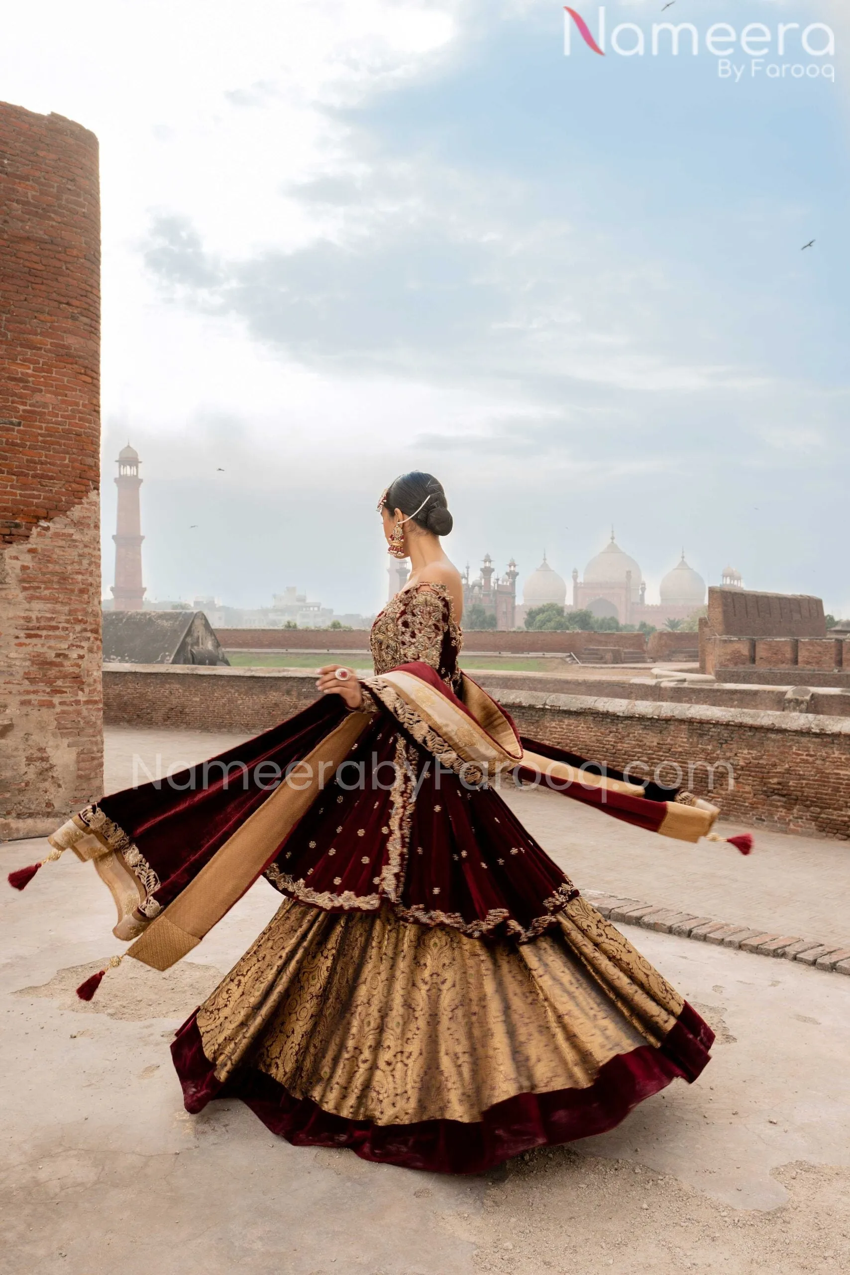 Heavily Embroidered Pretty Red Velvet Lehenga #BN853
