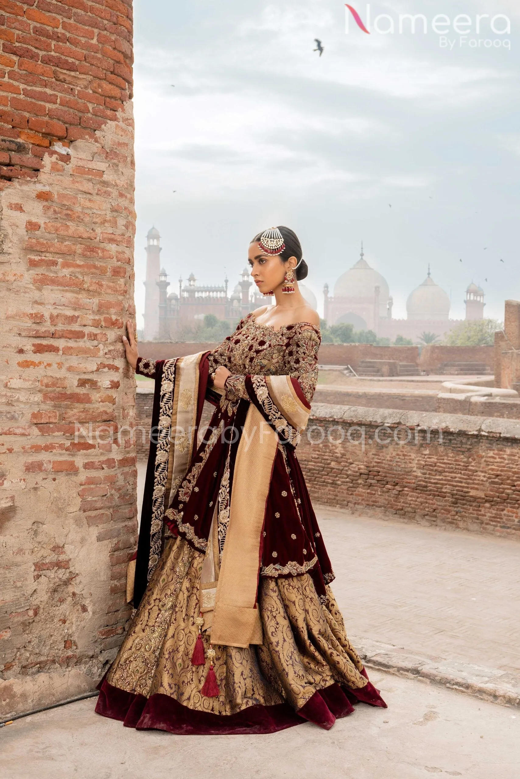 Heavily Embroidered Pretty Red Velvet Lehenga #BN853
