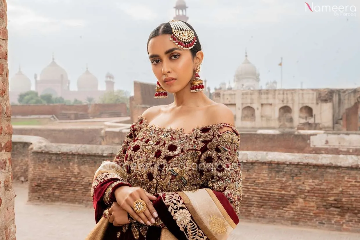 Heavily Embroidered Pretty Red Velvet Lehenga #BN853