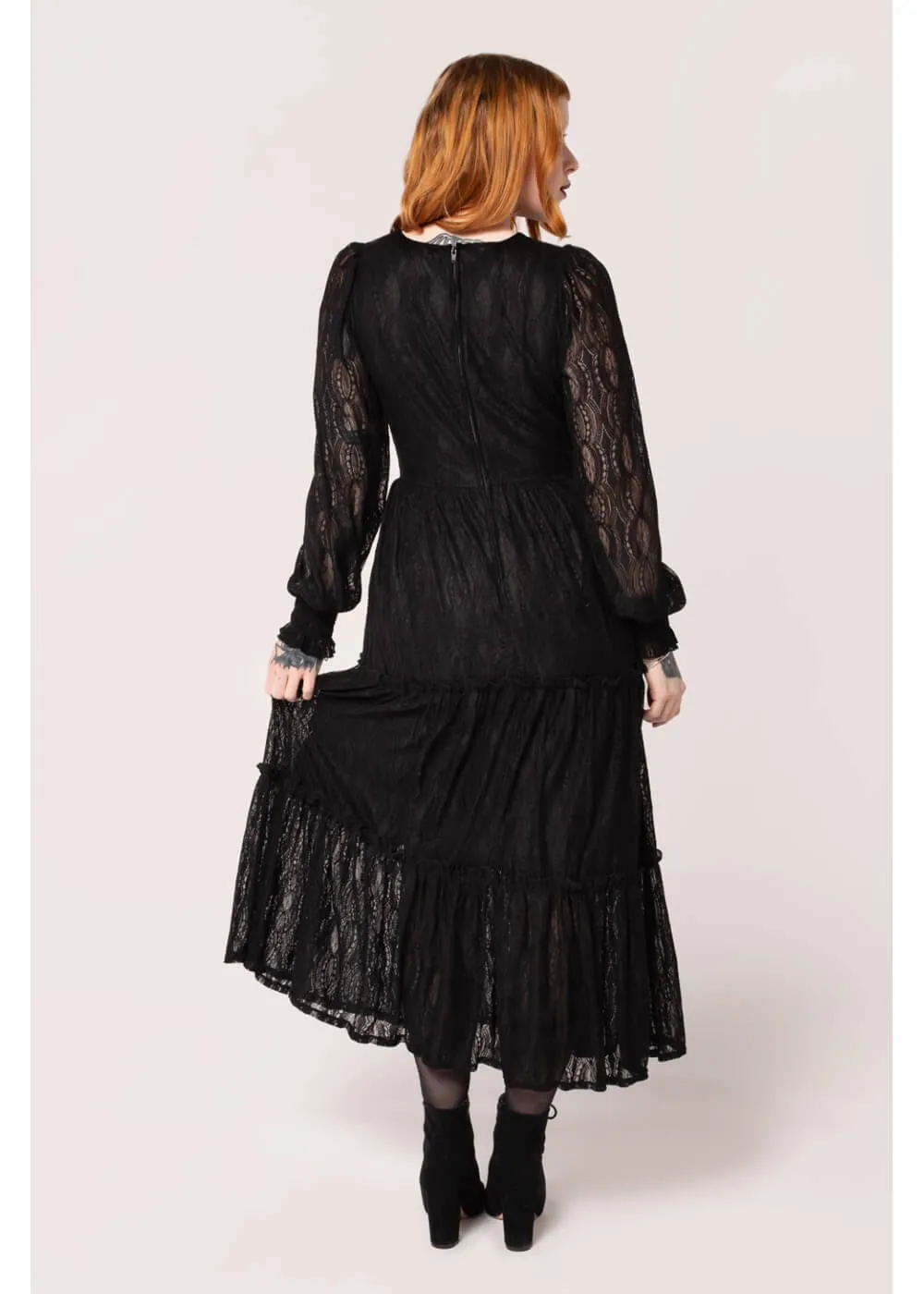 Hell Bunny Rhea Lace 70's Maxi Dress Black