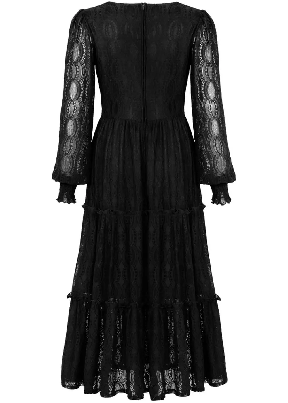 Hell Bunny Rhea Lace 70's Maxi Dress Black