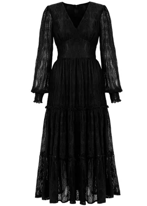 Hell Bunny Rhea Lace 70's Maxi Dress Black