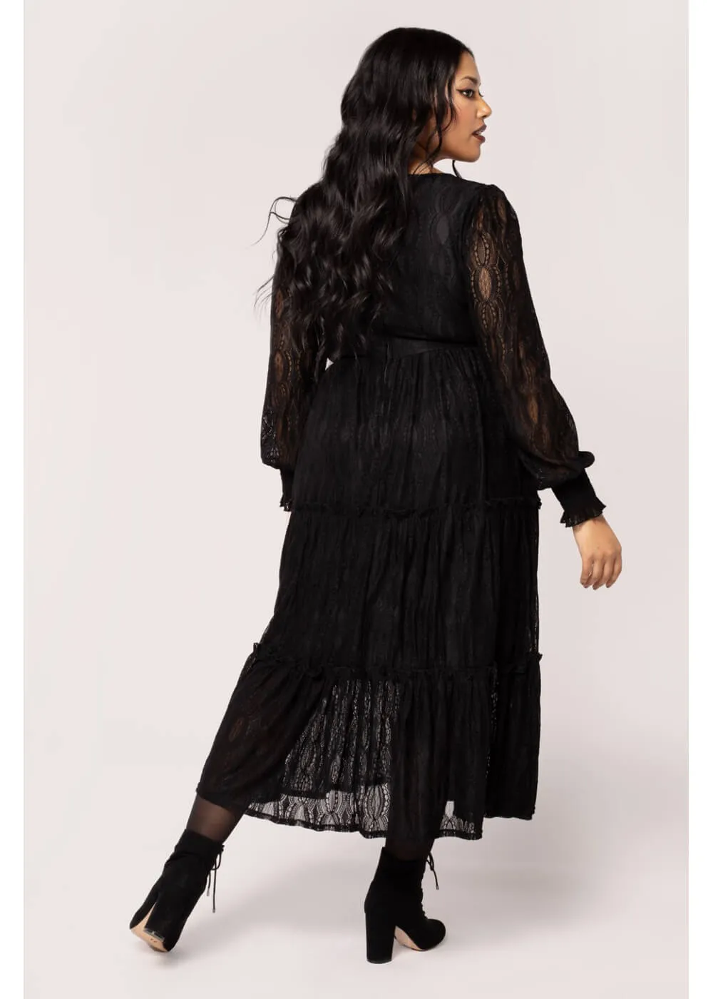 Hell Bunny Rhea Lace 70's Maxi Dress Black