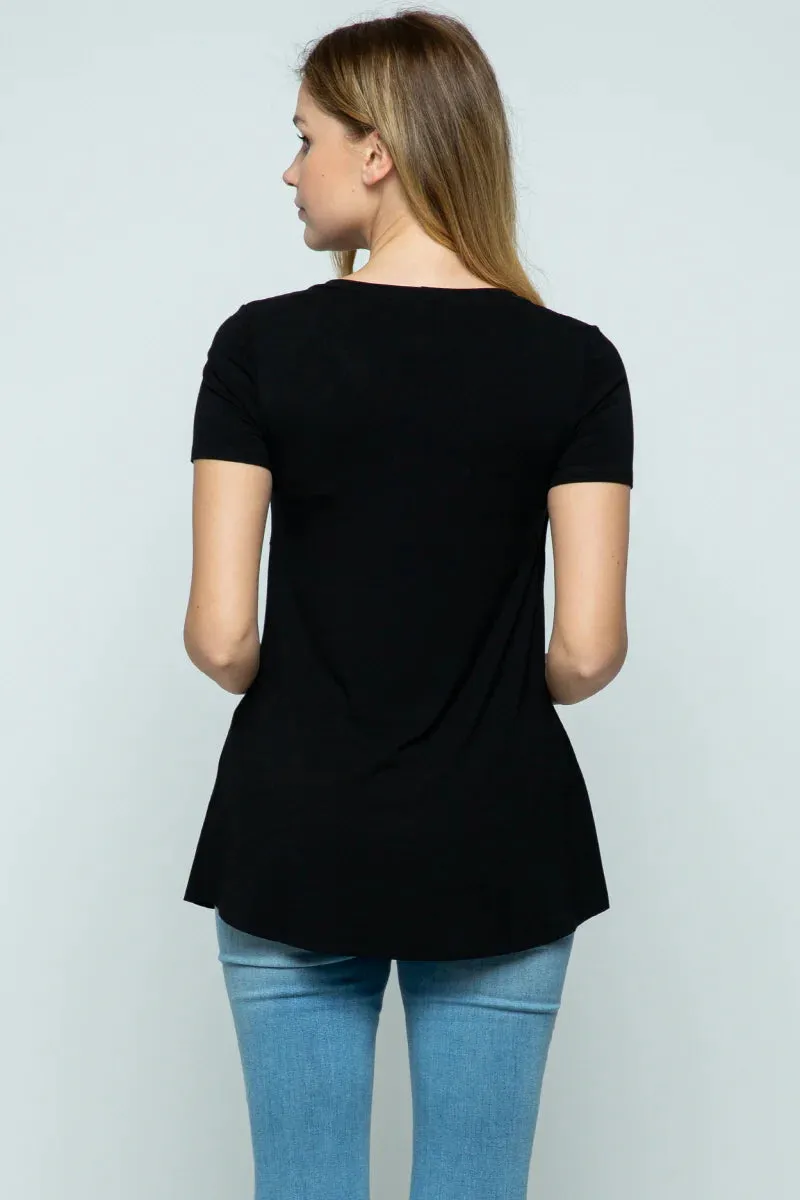 Hello Miz Short Sleeve Asymmetrical Wrap Nursing Top
