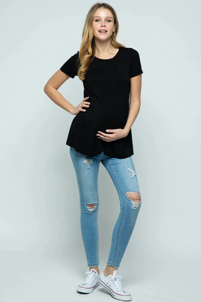 Hello Miz Short Sleeve Asymmetrical Wrap Nursing Top