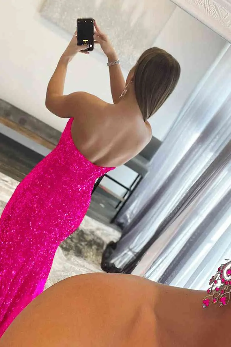 Hot Mermaid Royal Blue Prom Dresses 2024 Strapless Sequins Long Formal Gowns