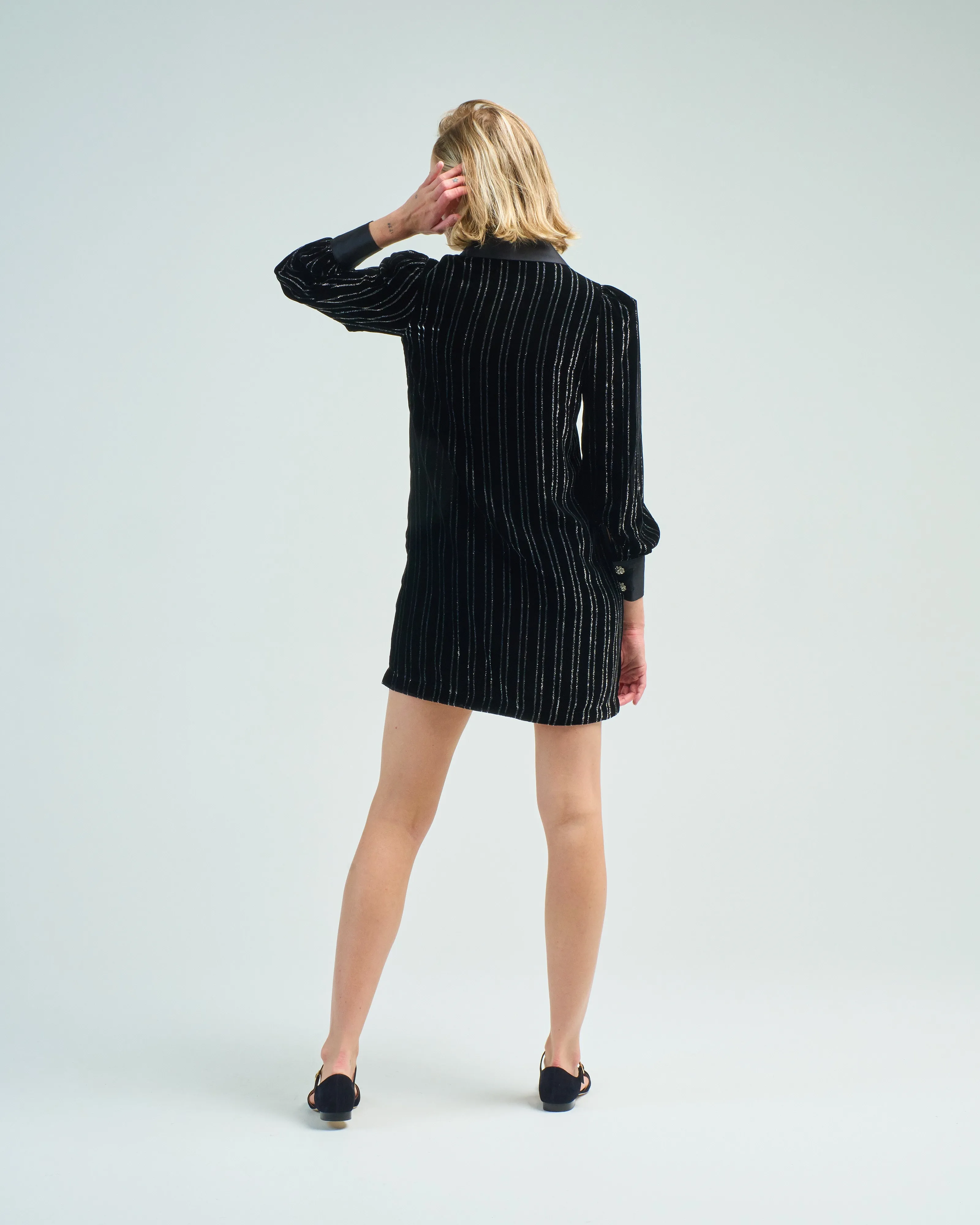 illustration velvet mini dress