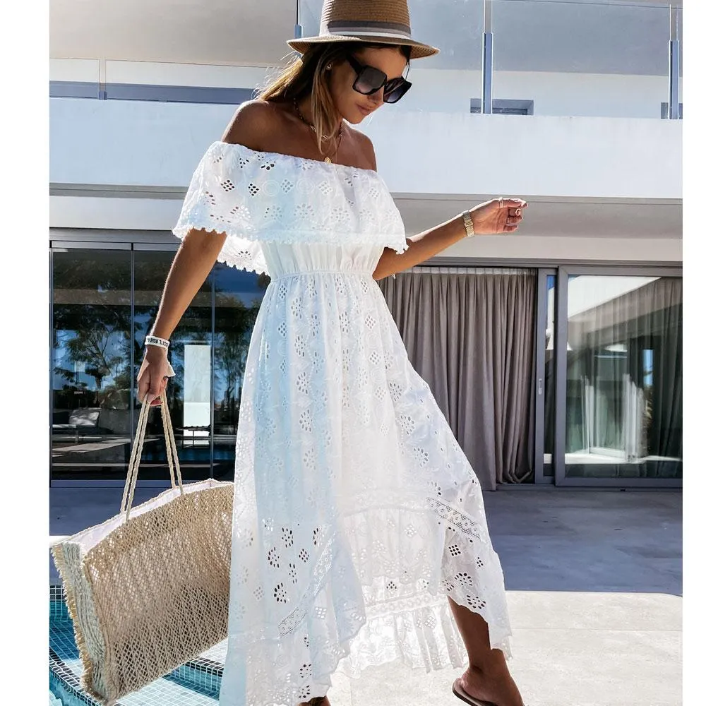 INGRID Boho Off The Shoulder Lace Dress