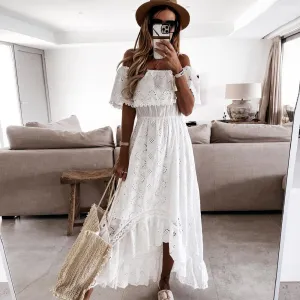 INGRID Boho Off The Shoulder Lace Dress