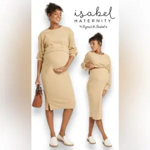 Isabel Maternity 2pc Back Ribbed Pullover Sweatshirt &amp; Skirt Maternity Set