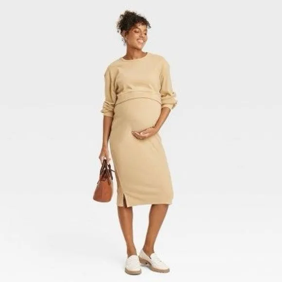 Isabel Maternity 2pc Back Ribbed Pullover Sweatshirt &amp; Skirt Maternity Set