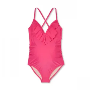 Isabel Maternity by Ingrid & Isabel Flounce Neckline One Piece Swimsuit