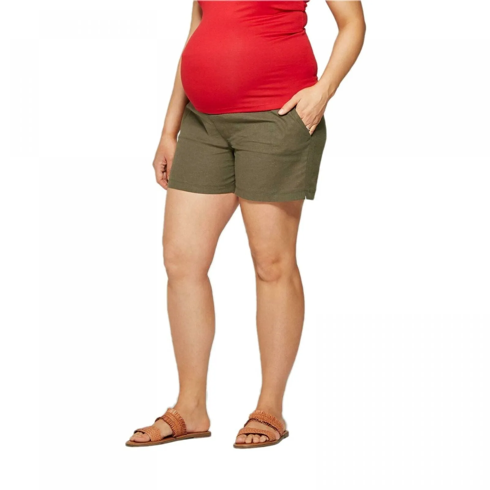 Isabel Maternity by Ingrid & Isabel Pull-On Adjustable Band Twill Shorts