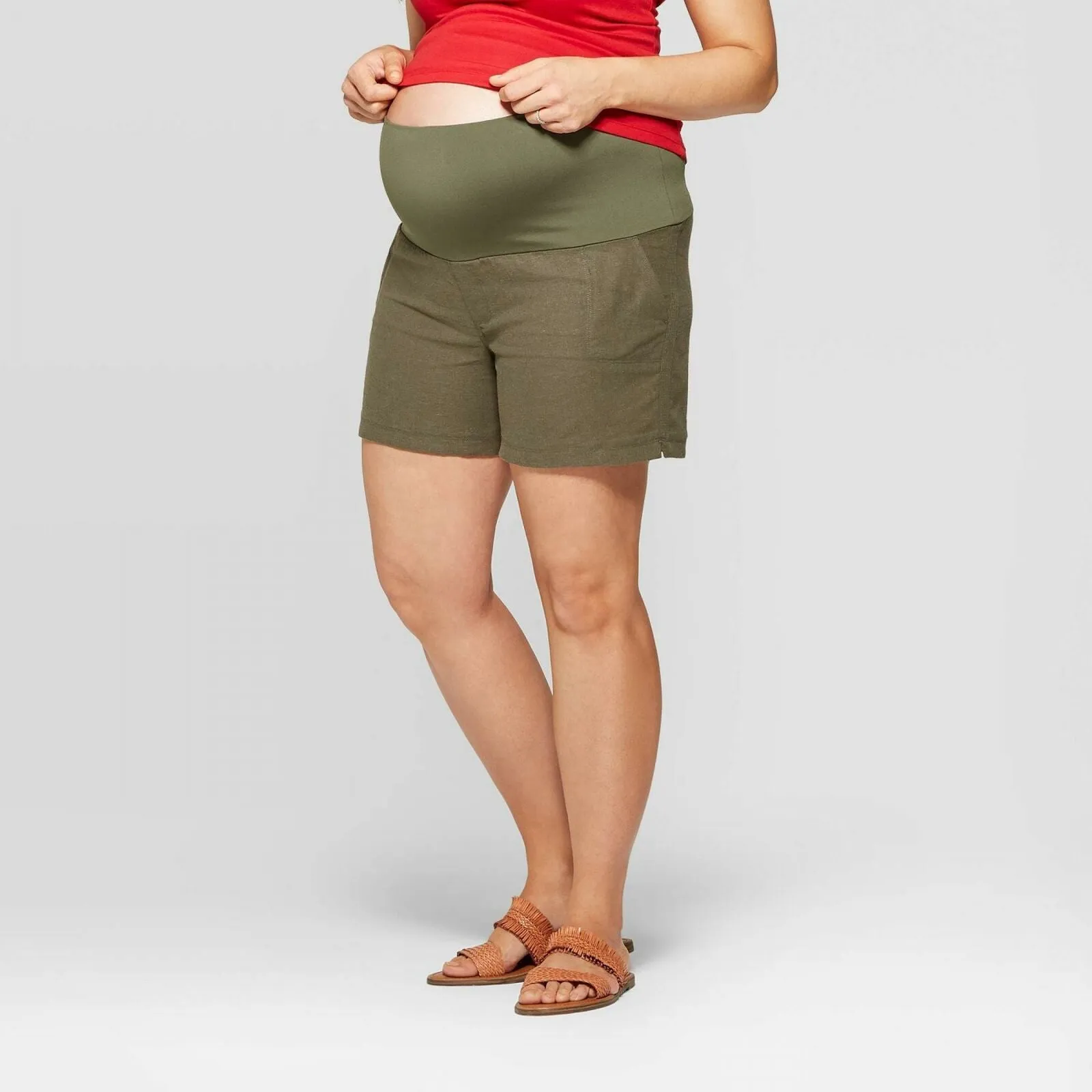 Isabel Maternity by Ingrid & Isabel Pull-On Adjustable Band Twill Shorts