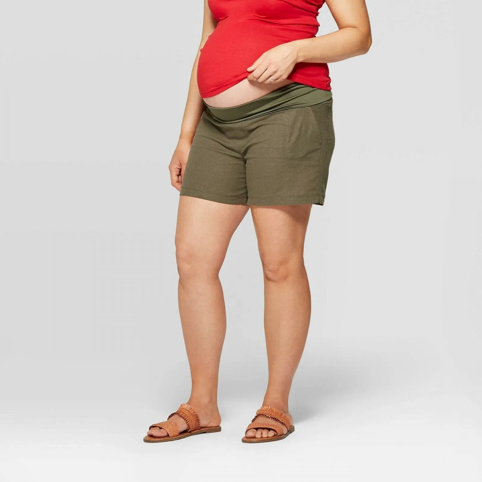Isabel Maternity by Ingrid & Isabel Pull-On Adjustable Band Twill Shorts