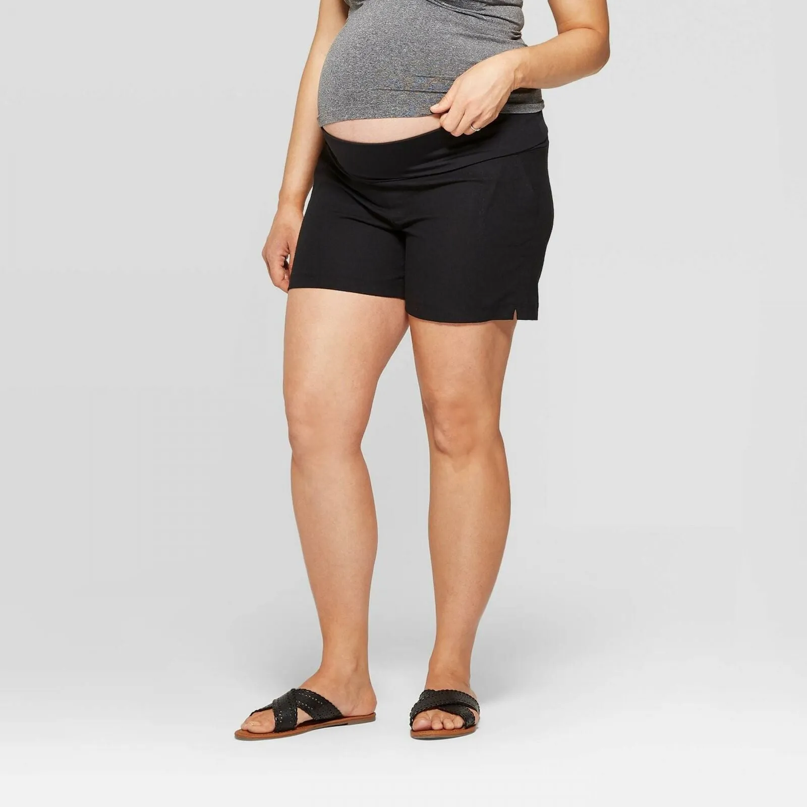 Isabel Maternity by Ingrid & Isabel Pull-On Adjustable Band Twill Shorts