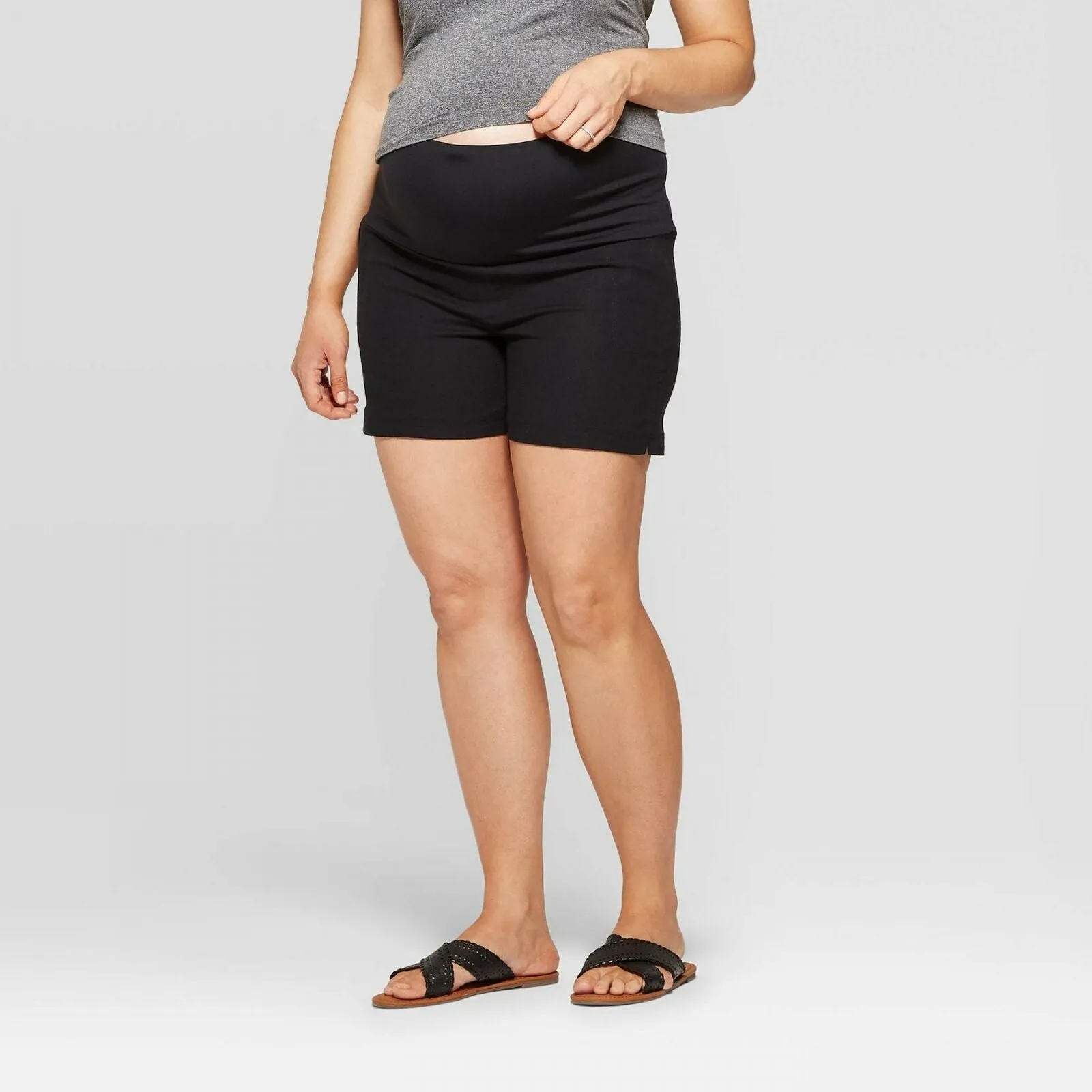 Isabel Maternity by Ingrid & Isabel Pull-On Adjustable Band Twill Shorts