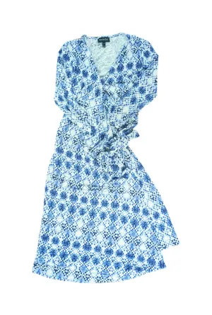 Isabella Oliver blue & white jersey wrap dress - size 2 (small)