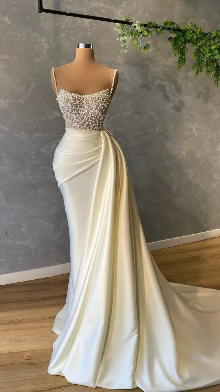 Ivory prom dress with pearl Prom Dresses Formal Evening Dresses,DS4556