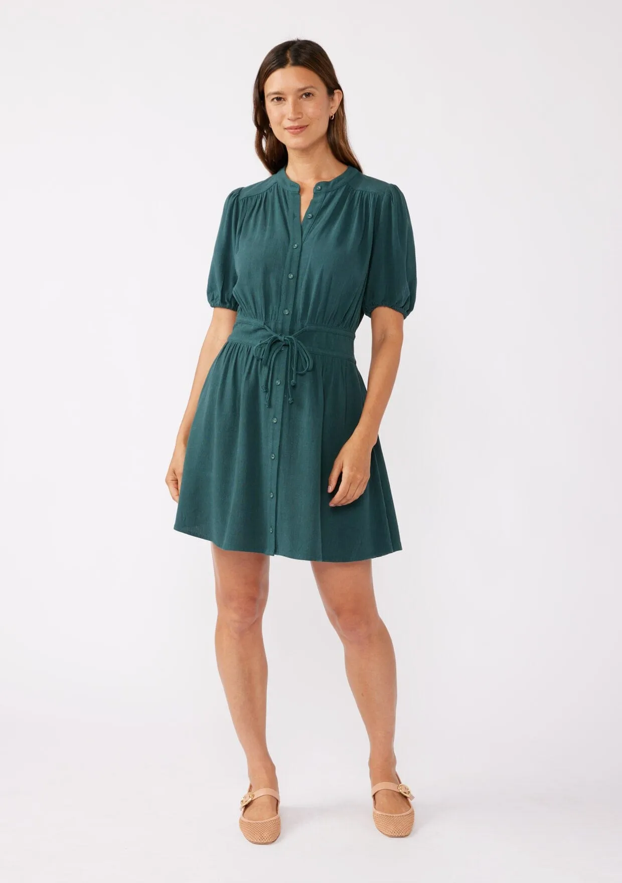 Jade Button Front Mini Dress