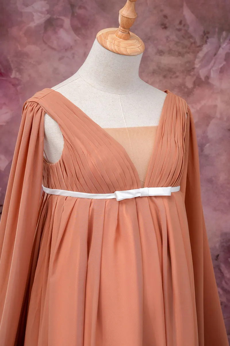 Kate Brown Yellow Satin Maternity Photoshoot Dress