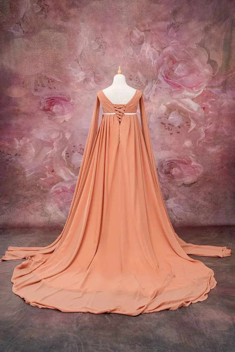 Kate Brown Yellow Satin Maternity Photoshoot Dress