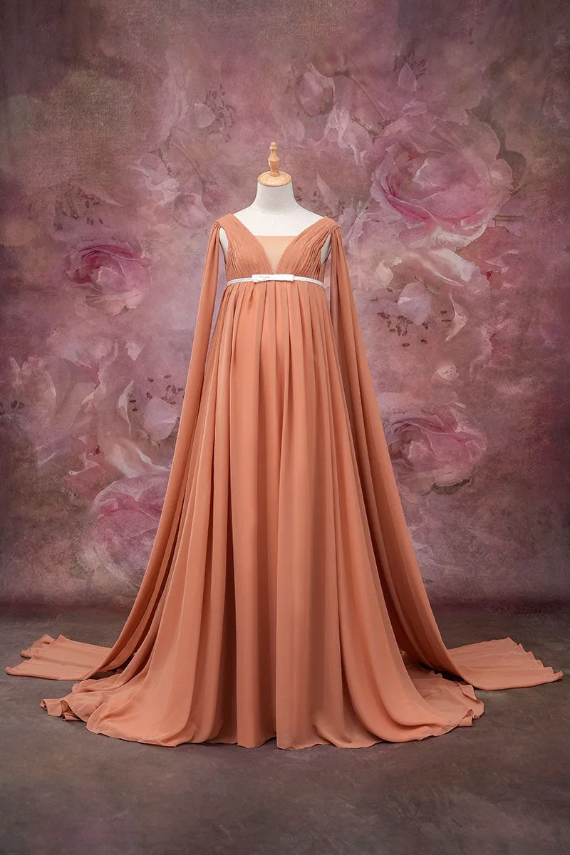 Kate Brown Yellow Satin Maternity Photoshoot Dress
