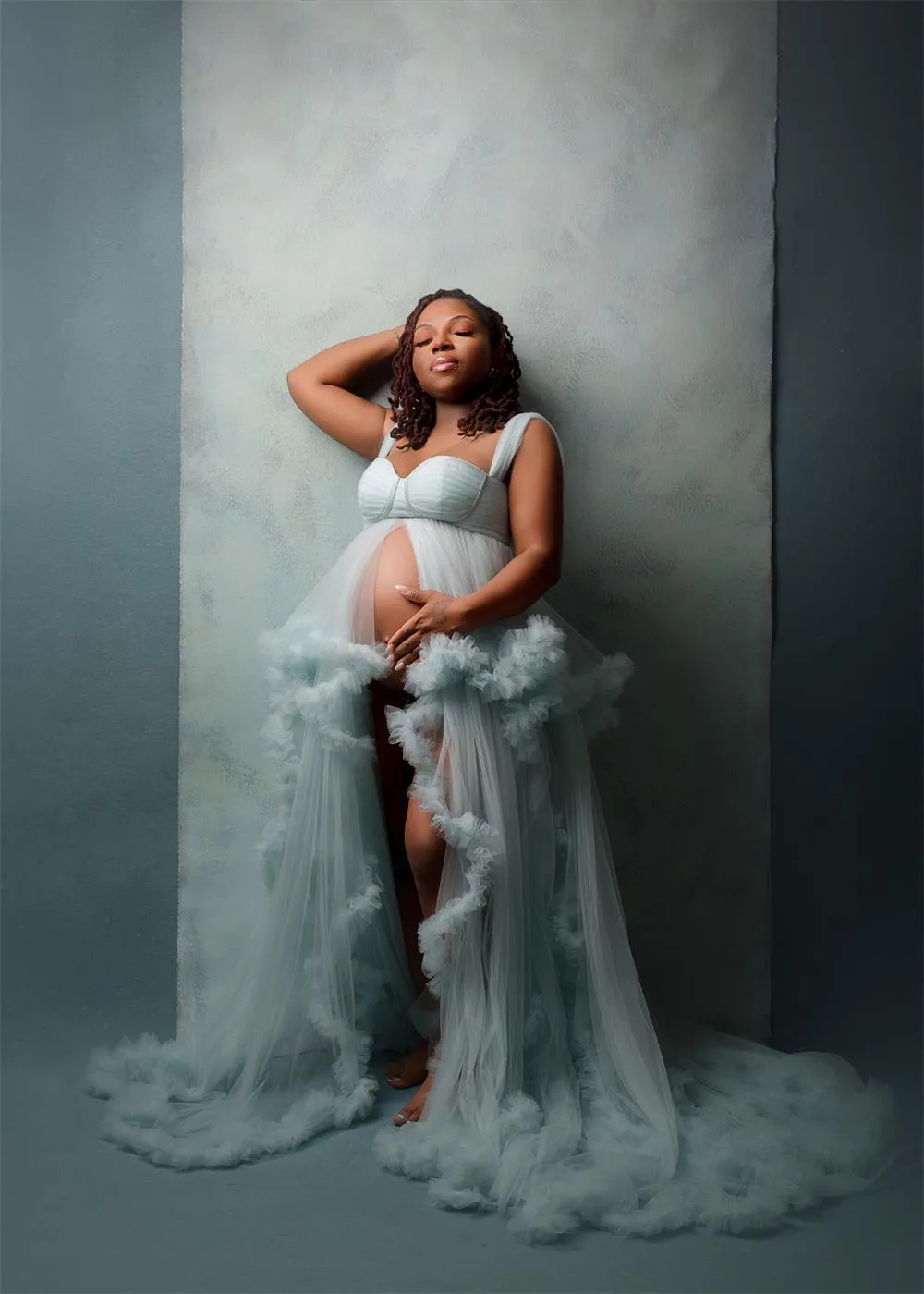Kate Off Shoulder Mesh Women Maternity Photoshoot Dress