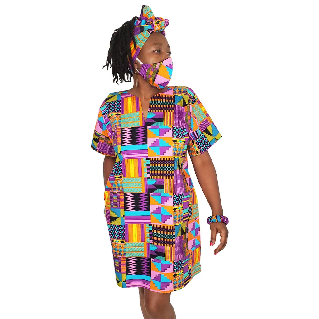 Kente Pink Dashiki Mini Dress