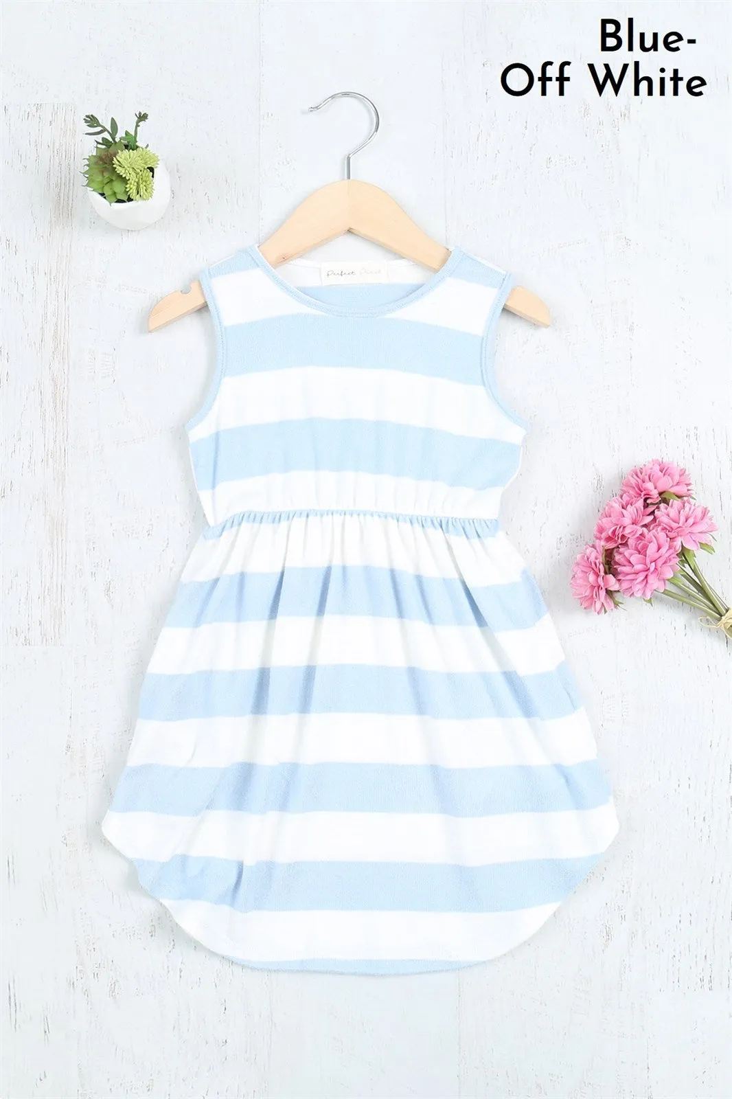 Kids Stripe Cinch Waist Sleeveless Dress