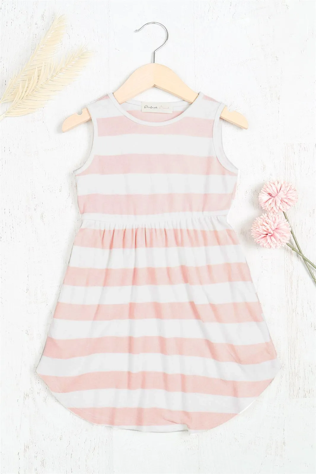 Kids Stripe Cinch Waist Sleeveless Dress