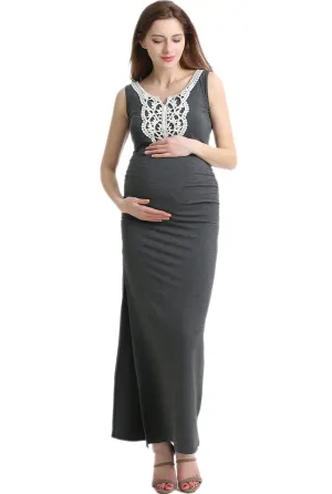Kimi   Kai Maternity "Bethany" Lace Trim Maxi Dress