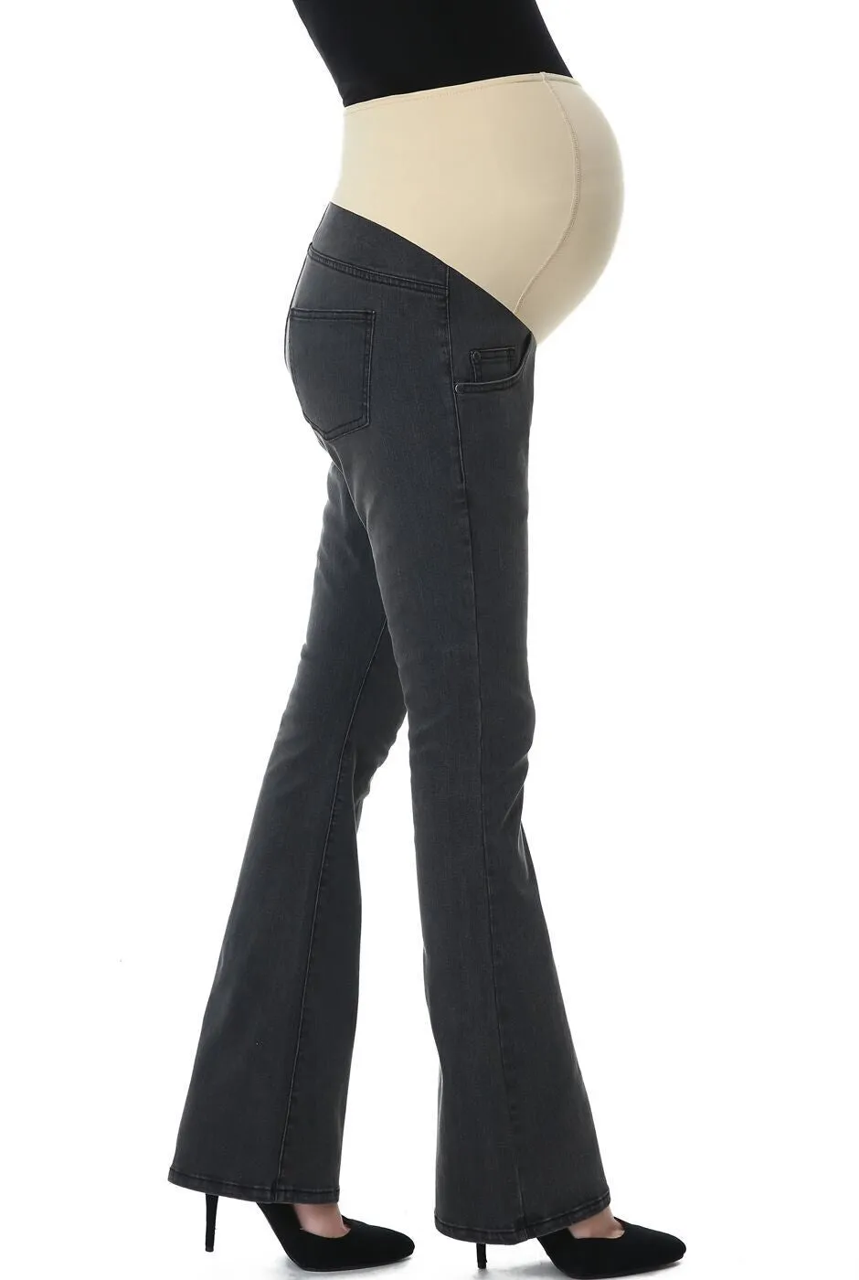Kimi   Kai Maternity "Dixie" Flare Leg Denim Jeans