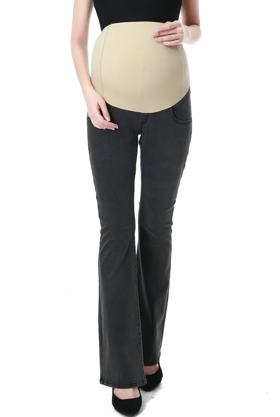 Kimi   Kai Maternity "Dixie" Flare Leg Denim Jeans