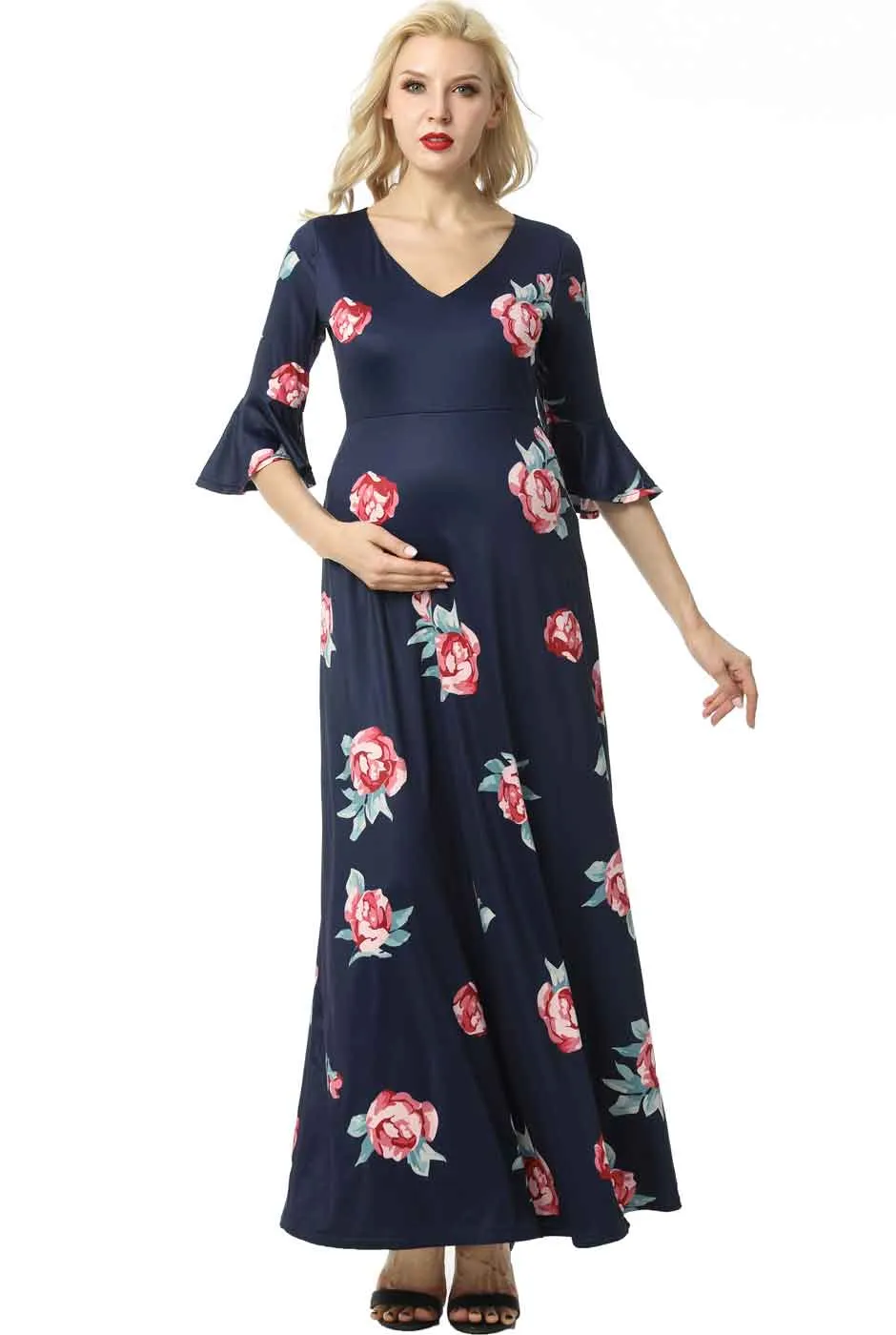 Kimi   Kai Maternity "Louisa" Floral Print Maxi Dress