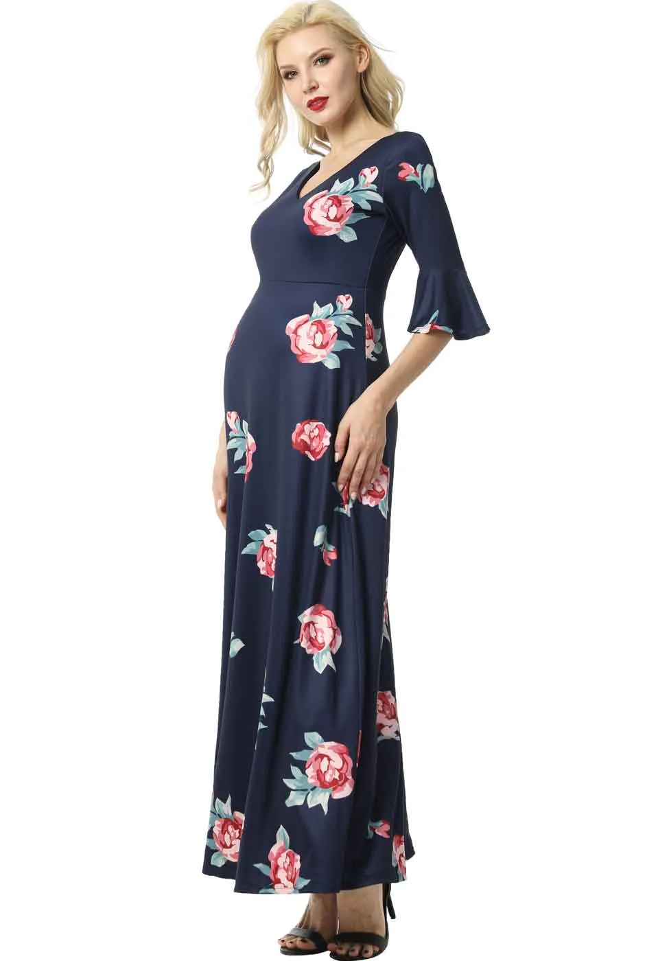Kimi   Kai Maternity "Louisa" Floral Print Maxi Dress