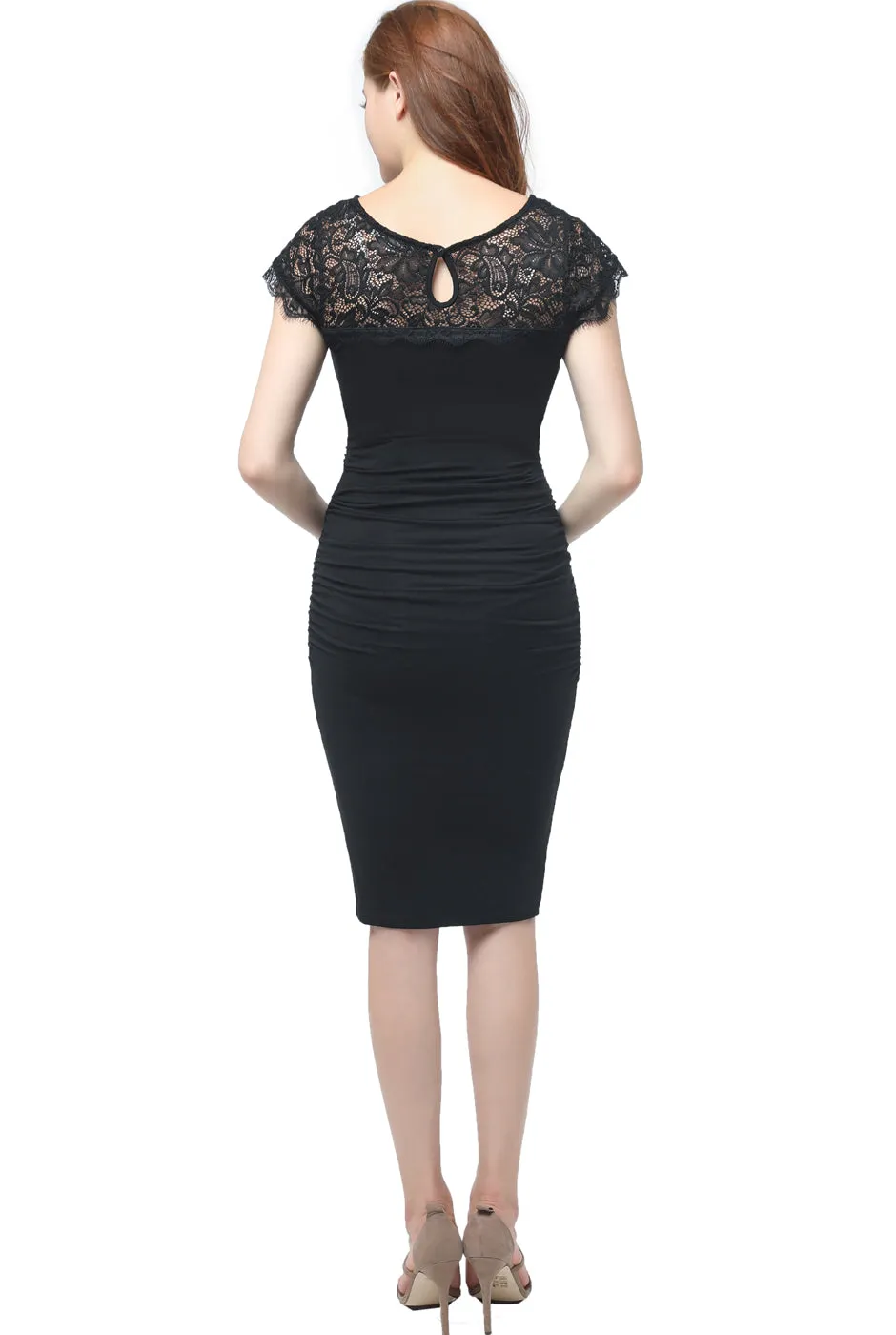 Kimi   Kai Maternity "Morgan" Lace Trim Body-Con Dress