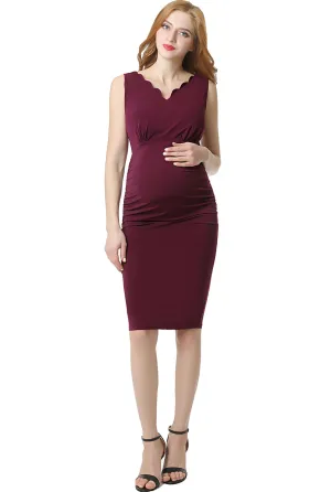 Kimi   Kai Maternity "Talula" Scalloped V-Neck Body-Con Dress