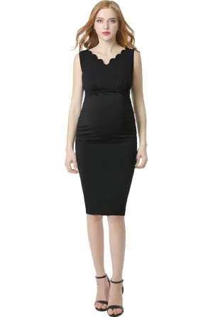Kimi   Kai Maternity "Talula" Scalloped V-Neck Body-Con Dress