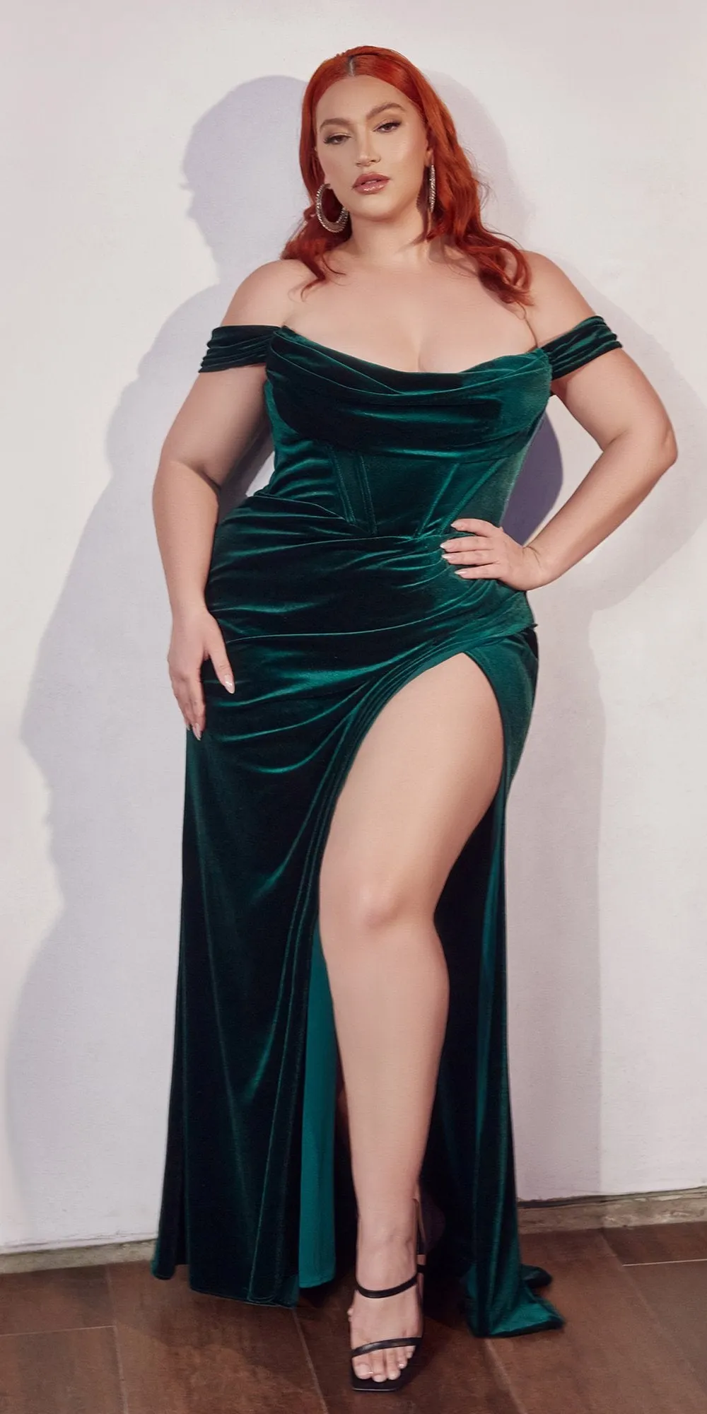 Ladivine CD236 Long Off the Shoulder Corset Gown