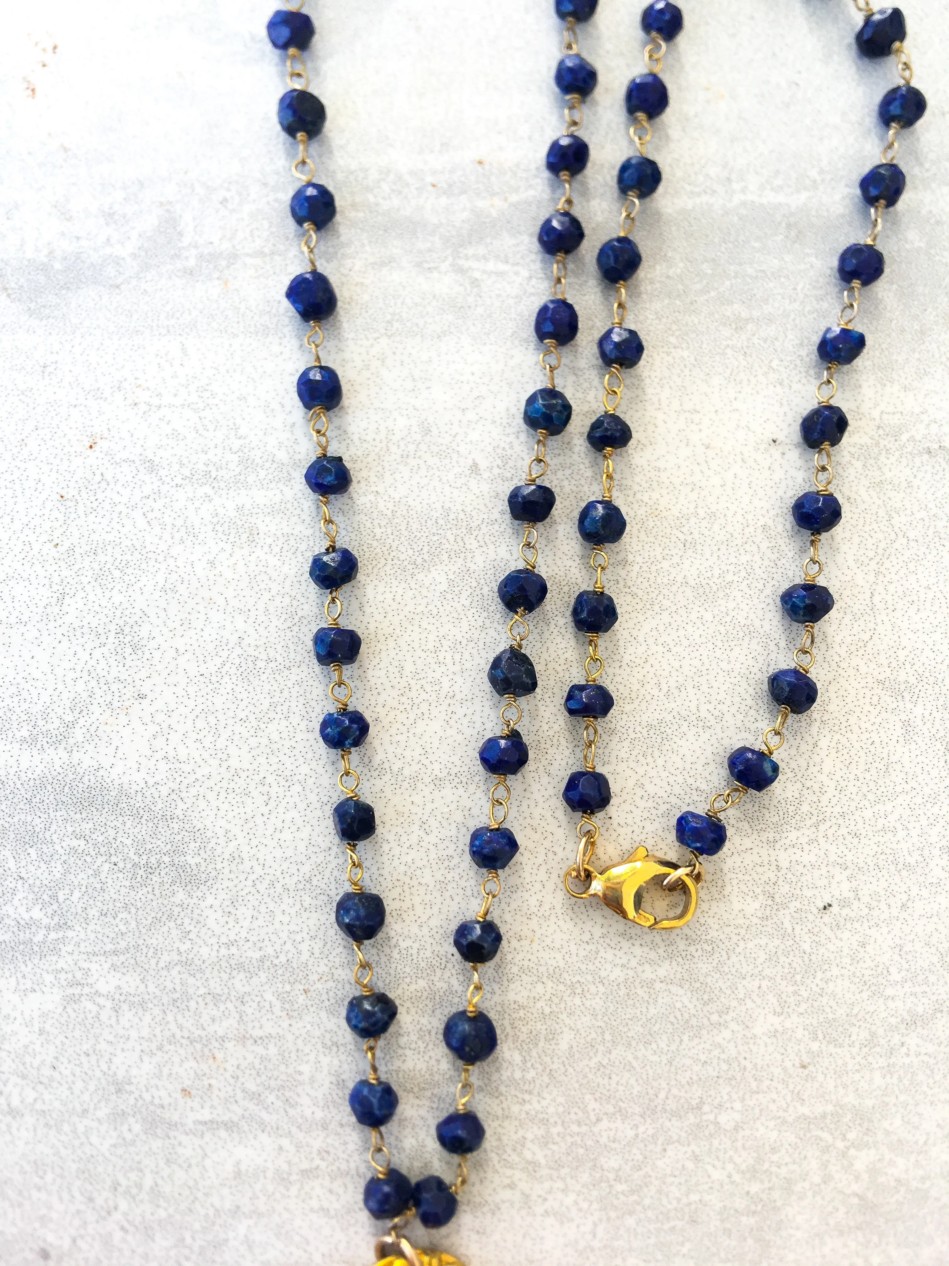 Lapis & Gold Tree Of Life Necklace