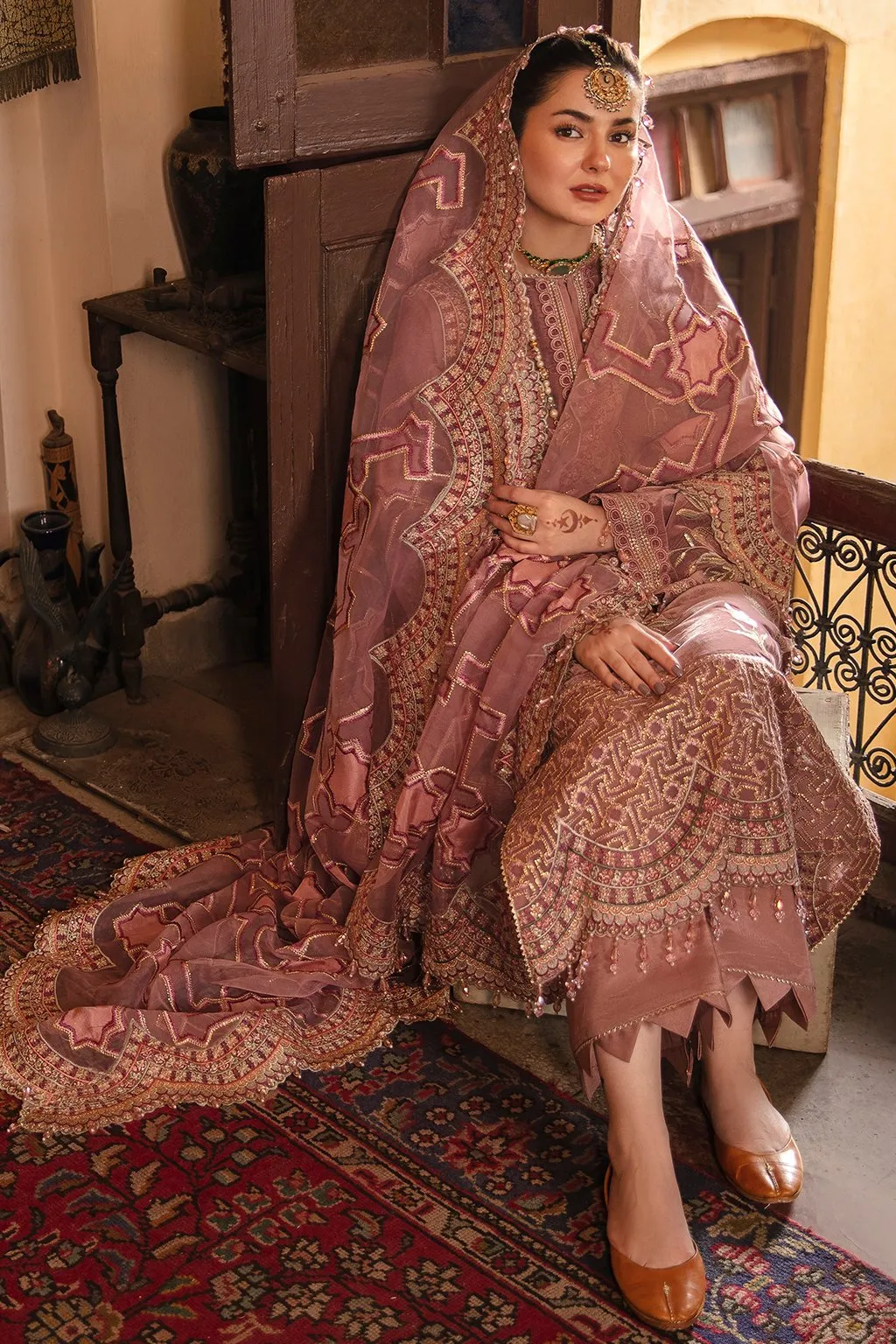 Latest Pakistani Salwar Kameez in Tea Pink Shade #PF304