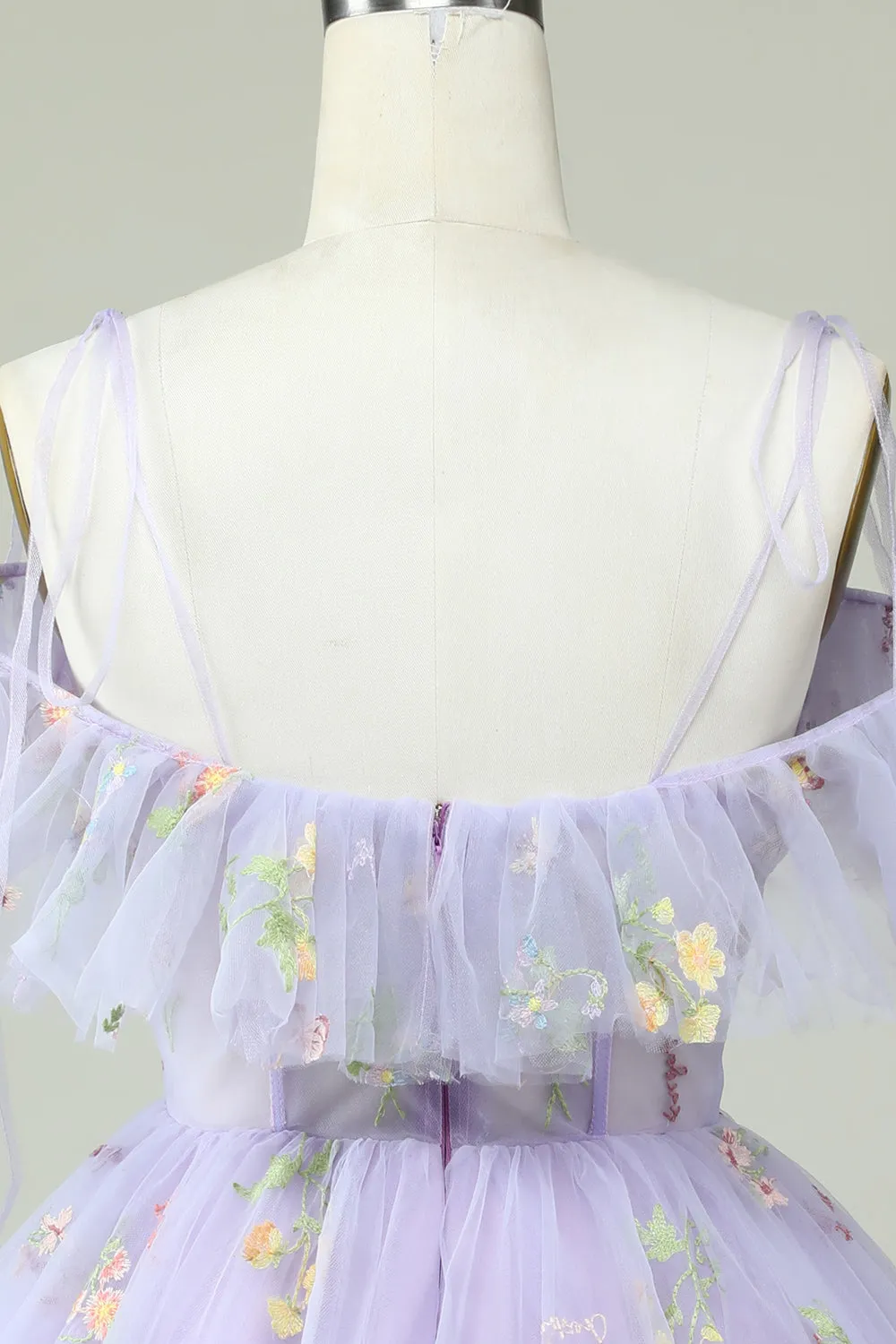 Lavender Off the Shoulder Corset Short Prom Dress with Ruffles
