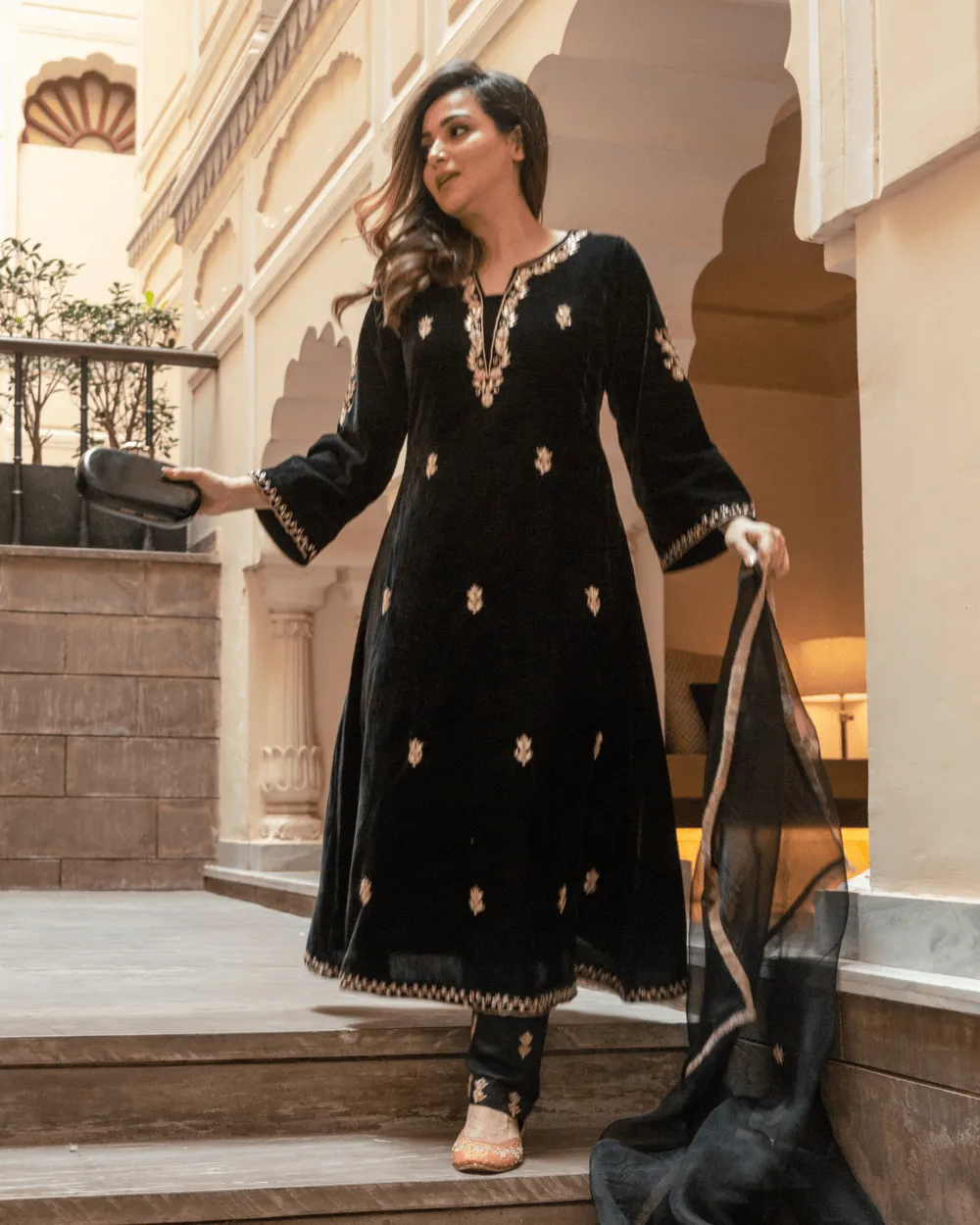 Lemon Tart Unstitched Velvet Embroidered Kurti WLUFVEL14